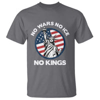 No Kings No ICE No Wars T Shirt Statue of Liberty US Flag Anti War Freedom Activist