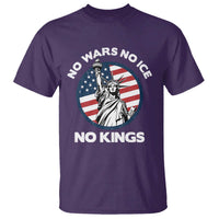 No Kings No ICE No Wars T Shirt Statue of Liberty US Flag Anti War Freedom Activist