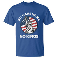No Kings No ICE No Wars T Shirt Statue of Liberty US Flag Anti War Freedom Activist
