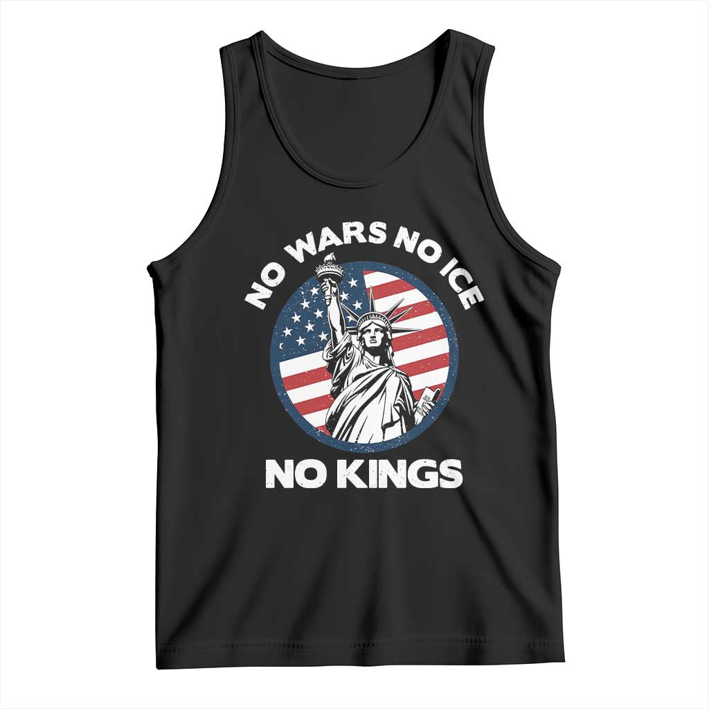 No Kings No ICE No Wars Tank Top Statue of Liberty US Flag Anti War Freedom Activist