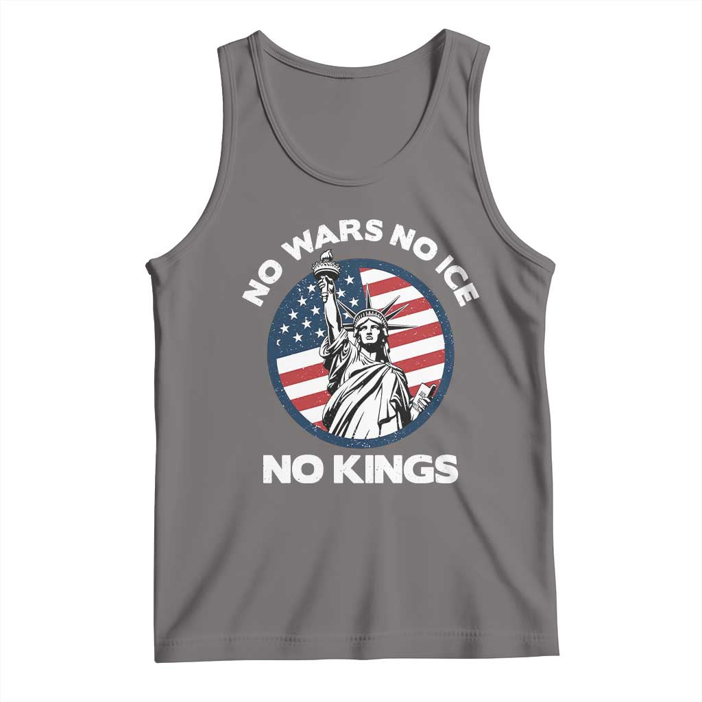 No Kings No ICE No Wars Tank Top Statue of Liberty US Flag Anti War Freedom Activist