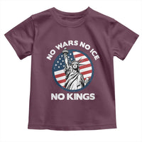 No Kings No ICE No Wars Toddler T Shirt Statue of Liberty US Flag Anti War Freedom Activist