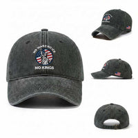 No Kings No ICE No Wars Washed Cotton Baseball Cap Statue of Liberty US Flag Anti War Freedom Activist