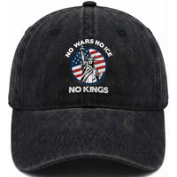 No Kings No ICE No Wars Washed Cotton Baseball Cap Statue of Liberty US Flag Anti War Freedom Activist