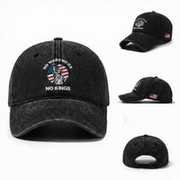 No Kings No ICE No Wars Washed Cotton Baseball Cap Statue of Liberty US Flag Anti War Freedom Activist