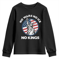 No Kings No ICE No Wars Youth Sweatshirt Statue of Liberty US Flag Anti War Freedom Activist