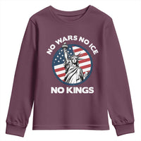 No Kings No ICE No Wars Youth Sweatshirt Statue of Liberty US Flag Anti War Freedom Activist