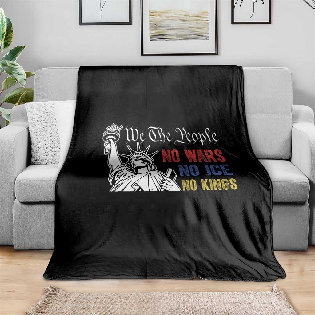 No Kings No ICE No Wars Throw Blanket Statue of Liberty We The People Freedom