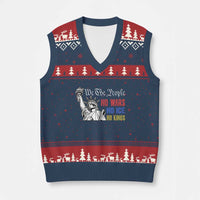 No Kings No ICE No Wars V-Neck Knit Sweater Vest Statue of Liberty We The People Freedom