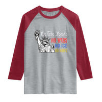 No Kings No ICE No Wars Raglan Shirt Statue of Liberty We The People Freedom
