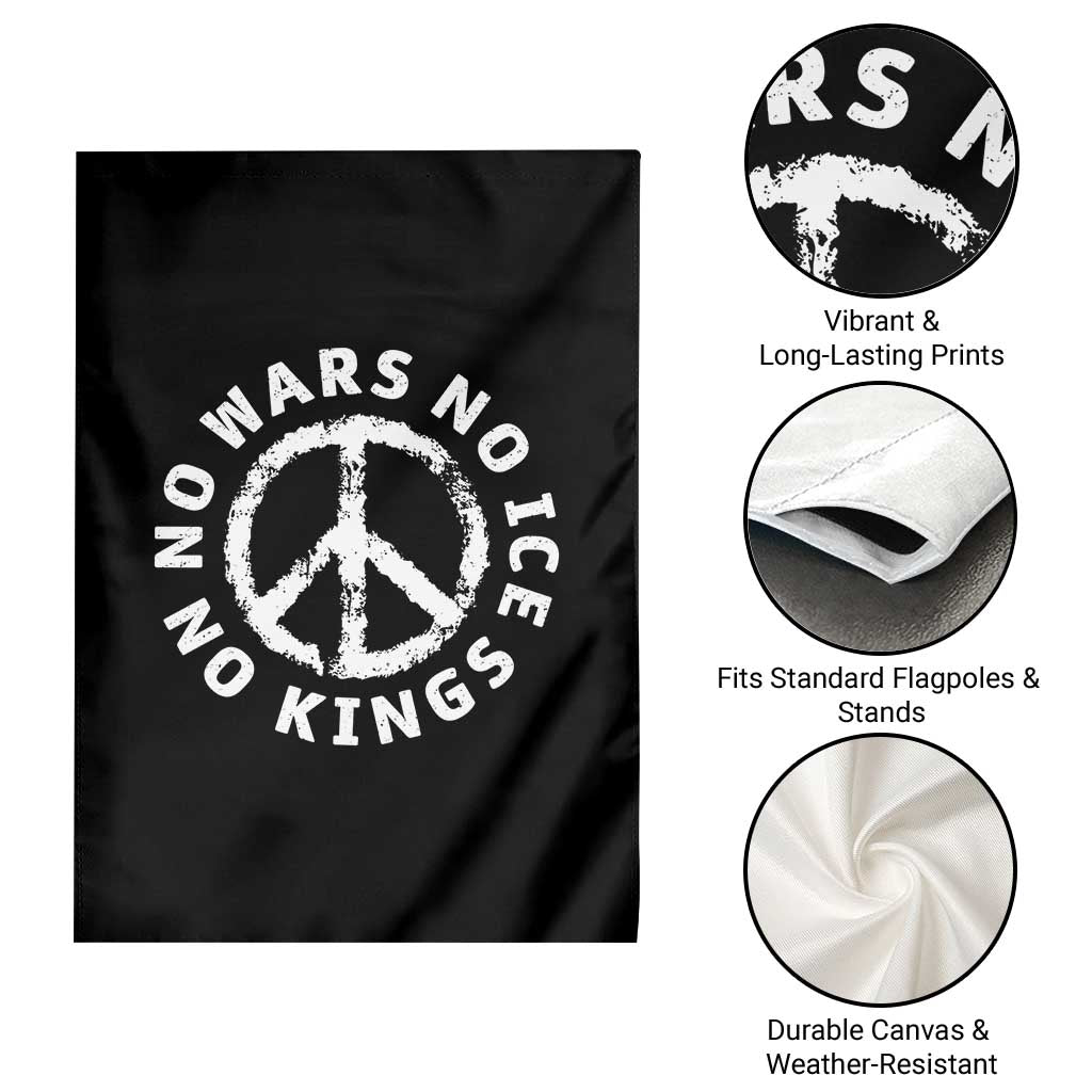 No Kings No ICE No Wars Garden Flag Peace Sign Anti War Freedom Activist