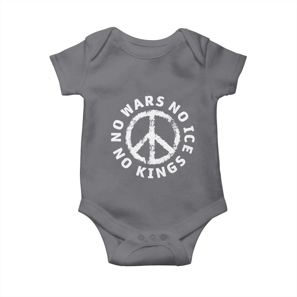 No Kings No ICE No Wars Baby Onesie Peace Sign Anti War Freedom Activist
