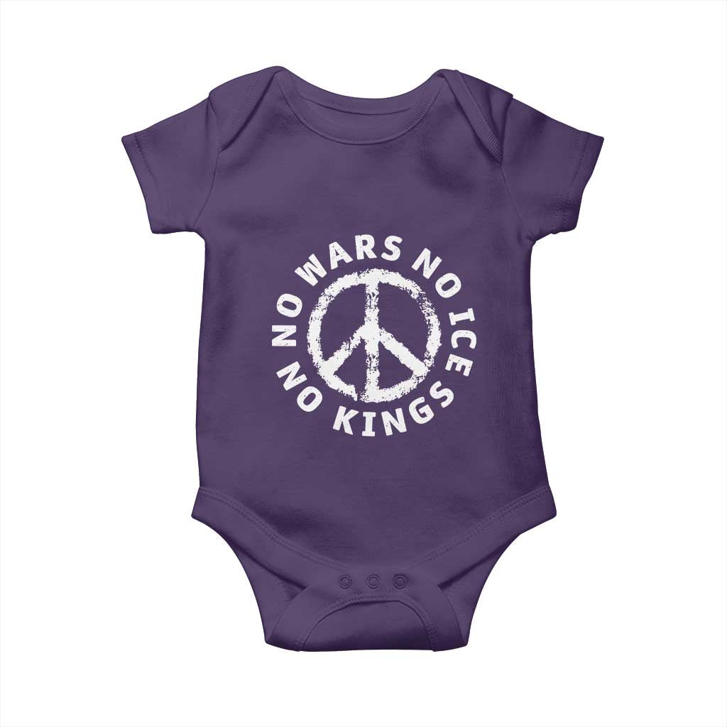 No Kings No ICE No Wars Baby Onesie Peace Sign Anti War Freedom Activist