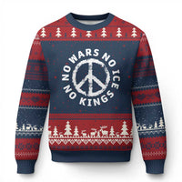 No Kings No ICE No Wars Ugly Christmas Sweater Peace Sign Anti War Freedom Activist