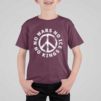 No Kings No ICE No Wars T Shirt For Kid Peace Sign Anti War Freedom Activist