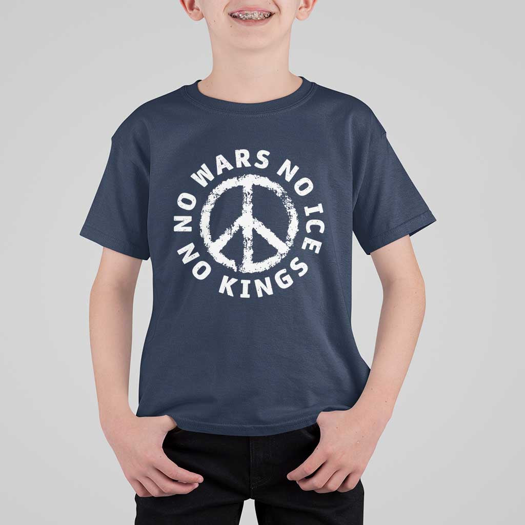 No Kings No ICE No Wars T Shirt For Kid Peace Sign Anti War Freedom Activist