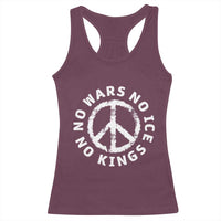 No Kings No ICE No Wars Racerback Tank Top Peace Sign Anti War Freedom Activist
