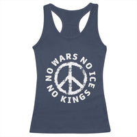 No Kings No ICE No Wars Racerback Tank Top Peace Sign Anti War Freedom Activist