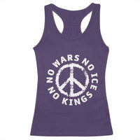 No Kings No ICE No Wars Racerback Tank Top Peace Sign Anti War Freedom Activist