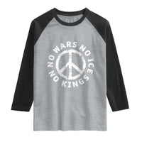 No Kings No ICE No Wars Raglan Shirt Peace Sign Anti War Freedom Activist