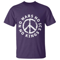 No Kings No ICE No Wars T Shirt Peace Sign Anti War Freedom Activist