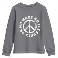 No Kings No ICE No Wars Youth Sweatshirt Peace Sign Anti War Freedom Activist