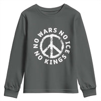 No Kings No ICE No Wars Youth Sweatshirt Peace Sign Anti War Freedom Activist