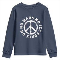 No Kings No ICE No Wars Youth Sweatshirt Peace Sign Anti War Freedom Activist