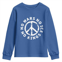 No Kings No ICE No Wars Youth Sweatshirt Peace Sign Anti War Freedom Activist