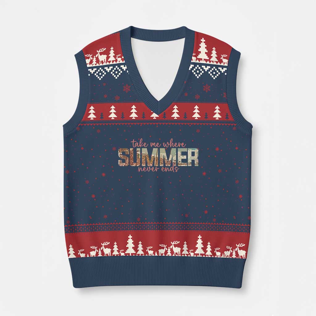 Take Me Where Summer Never Ends V-Neck Knit Sweater Vest Summer Beach Vacation