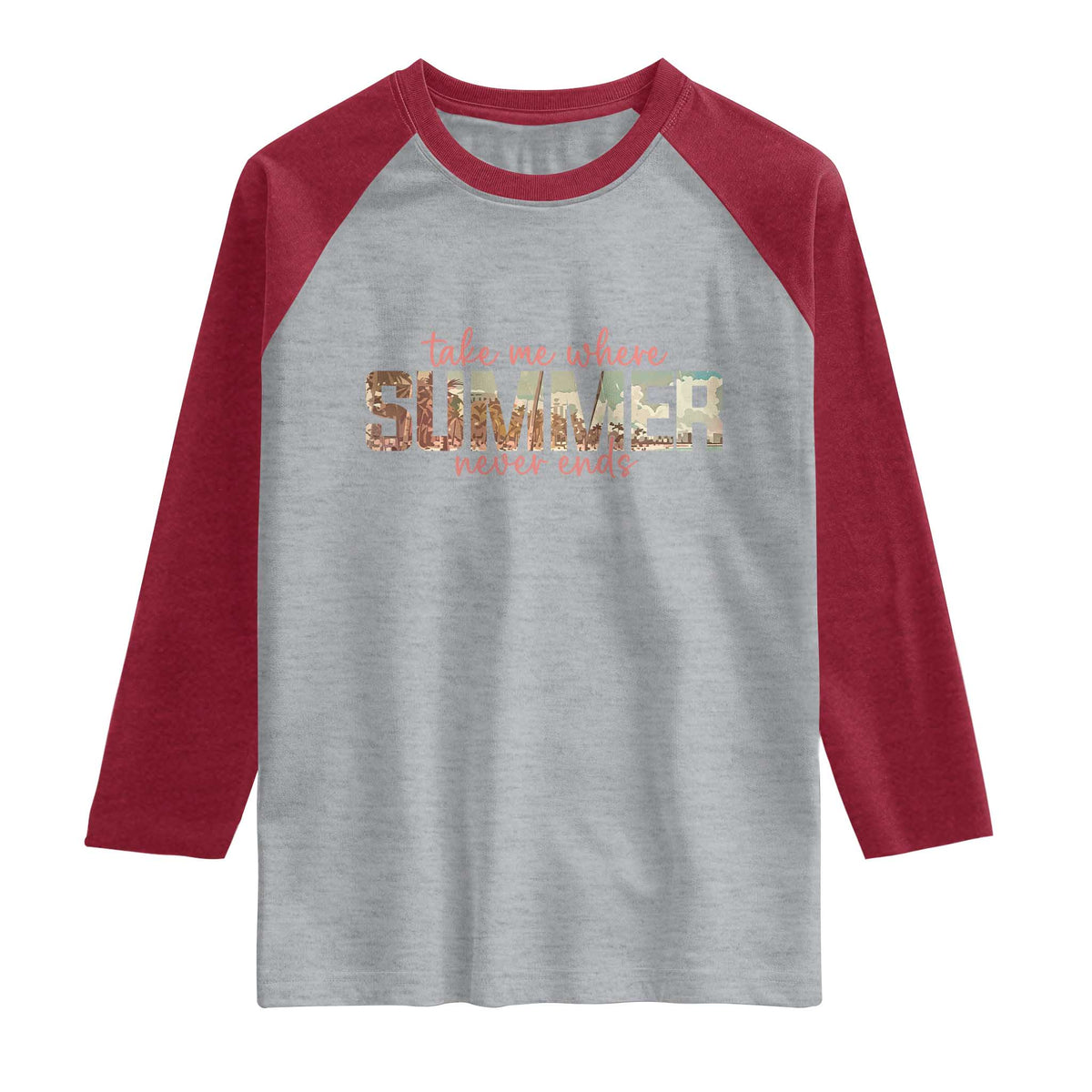 Take Me Where Summer Never Ends Raglan Shirt Summer Beach Vacation