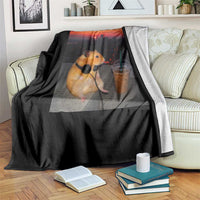 Hamster Drinking Iced Coffee Throw Blanket Funny Animal Chill City Sunset Headphones