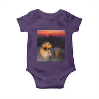 Hamster Drinking Iced Coffee Baby Onesie Funny Animal Chill City Sunset Headphones