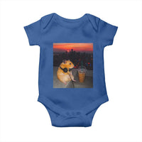 Hamster Drinking Iced Coffee Baby Onesie Funny Animal Chill City Sunset Headphones