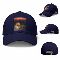 Hamster Drinking Iced Coffee Baseball Cap Funny Animal Chill City Sunset Headphones