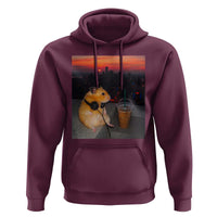 Hamster Drinking Iced Coffee Hoodie Funny Animal Chill City Sunset Headphones