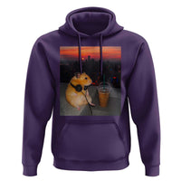 Hamster Drinking Iced Coffee Hoodie Funny Animal Chill City Sunset Headphones