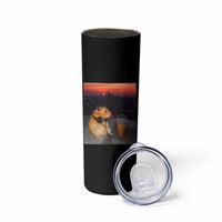 Hamster Drinking Iced Coffee Skinny Tumbler Funny Animal Chill City Sunset Headphones