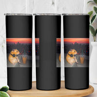 Hamster Drinking Iced Coffee Skinny Tumbler Funny Animal Chill City Sunset Headphones
