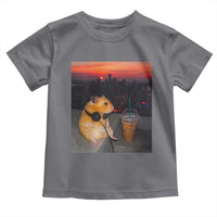 Hamster Drinking Iced Coffee Toddler T Shirt Funny Animal Chill City Sunset Headphones
