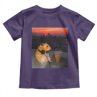 Hamster Drinking Iced Coffee Toddler T Shirt Funny Animal Chill City Sunset Headphones