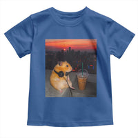 Hamster Drinking Iced Coffee Toddler T Shirt Funny Animal Chill City Sunset Headphones