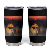 Hamster Drinking Iced Coffee Tumbler Cup Funny Animal Chill City Sunset Headphones
