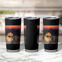 Hamster Drinking Iced Coffee Tumbler Cup Funny Animal Chill City Sunset Headphones