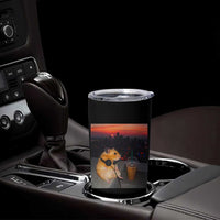 Hamster Drinking Iced Coffee Tumbler Cup Funny Animal Chill City Sunset Headphones