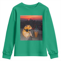 Hamster Drinking Iced Coffee Youth Sweatshirt Funny Animal Chill City Sunset Headphones