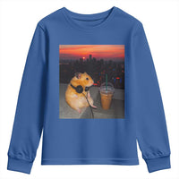 Hamster Drinking Iced Coffee Youth Sweatshirt Funny Animal Chill City Sunset Headphones
