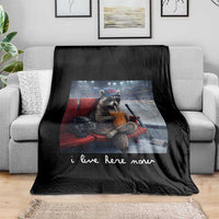 Hockey Mom Raccoon Iced Coffee Throw Blanket I Live Here Now