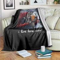 Hockey Mom Raccoon Iced Coffee Throw Blanket I Live Here Now