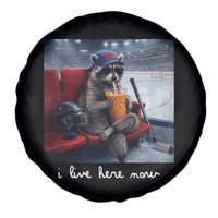 Hockey Mom Raccoon Iced Coffee Spare Tire Cover I Live Here Now